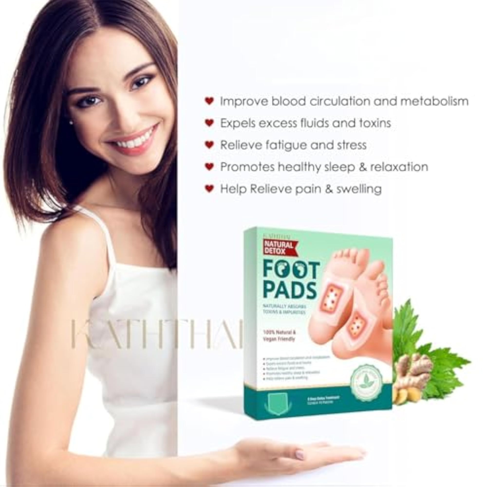 Natural Foot Pads for Cleansing & Relaxation, Pack of 2